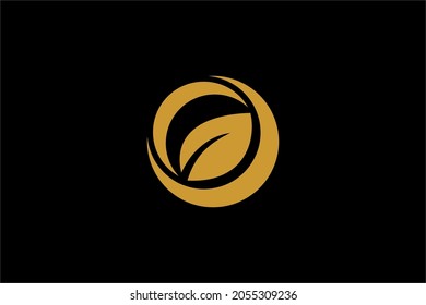 Green leaf logo, circle leaf logo design vector. Plant abstract illustration.