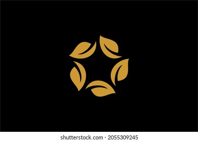Green leaf logo, circle leaf logo design vector. Plant abstract illustration.