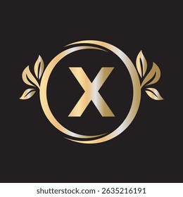 Green Leaf Logo Combine With Letter X Vector Template