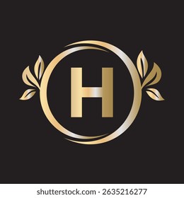 Green Leaf Logo Combine With Letter H Vector Template