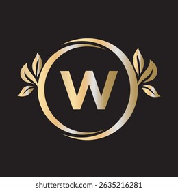 Green Leaf Logo Combine With Letter W Vector Template