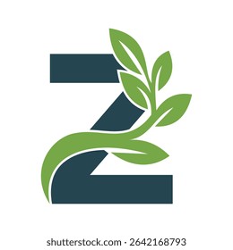 Green Leaf Logo Combine With Letter Z Vector Template