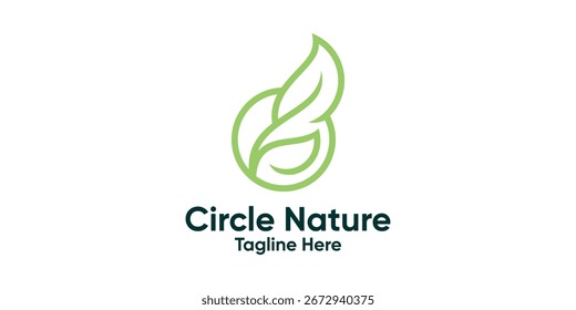 Diseño de logotipo verde y de hoja con naturaleza circular y crecimiento