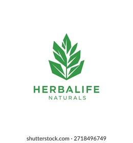 Green leaf logo design featuring the word herbalife naturals below, natural herbal supplement brand identity.