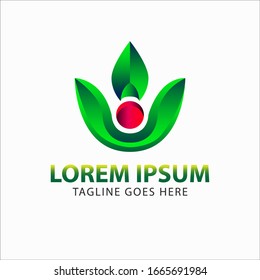 Green leaf logo design. Four leaves health environmental logo. Green Leaf logo, health icon