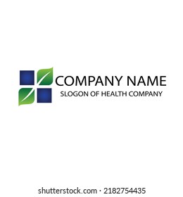 Green leaf logo design. Four leaves health environmental logo. Green Leaf logo, health icon,Human think health, spirit and success logo design inspiration