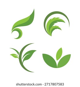 Green leaf logo design. Four Leaf environmental health logo. Green logo. Leaf logo, health icon