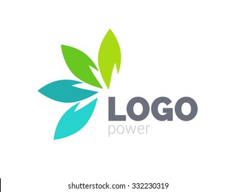 Green leaf logo design. Four leaves health environmental logo. Green Leaf logo, health icon