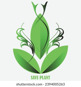 green leaf logo design in a massage save plant.vector logo design tempalte. - Shutterstock ID 2394005263