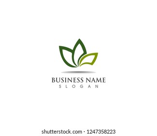 Green leaf  logo design nature ecology