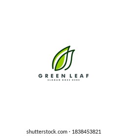 Green leaf logo design, nature icon vector logotype