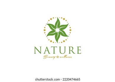 Grünes Blatt Logo Design Natur Wellness Kräuterpflanzensymbol mit abgerundeter Form