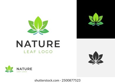 Green leaf logo design for nature foliage graphic concept for beauty nature vector logo illustration