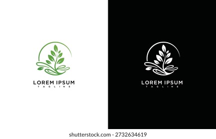 Design de logotipo de folha verde Natureza Crescimento orgânico Saúde Bem-estar Beleza.