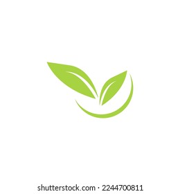 Green leaf logo design on white background Free Vector