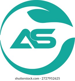 Diseño de logo AS de hoja verde. Diseño de logo SA