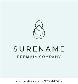 Logo-Design aus grünem Blatt mit einfachem Design