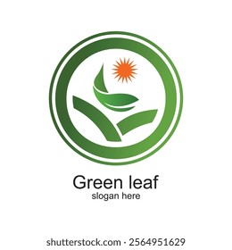 Green leaf logo design simple concept Premium Vector