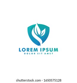 Green leaf logo design template. Environment icon vector