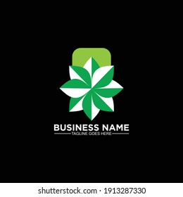 Green leaf logo design template for business company 