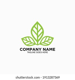 Green leaf logo design template for business company 