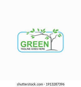 Green leaf logo design template for business company 