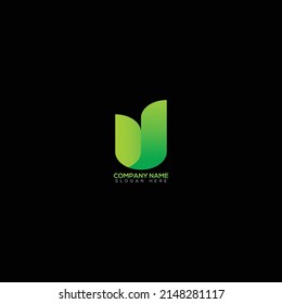 Green leaf logo design template for business company