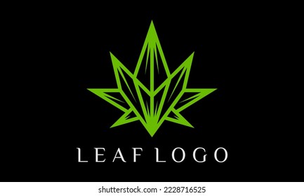 green leaf logo design template