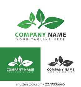 Green leaf logo design template. Ecosystem icon Vector illustration.