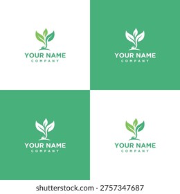 Green leaf logo design template