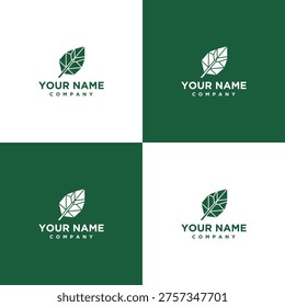 Green leaf logo design template elements