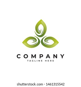 Green leaf logo design template.creative symbol for organic company