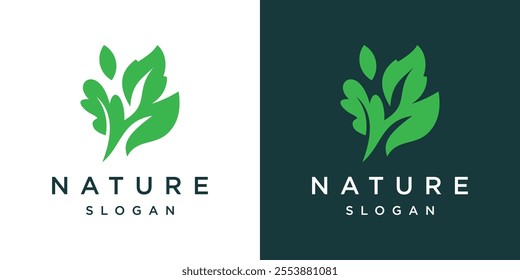 green leaf logo design . green tree leaf growth logo icon