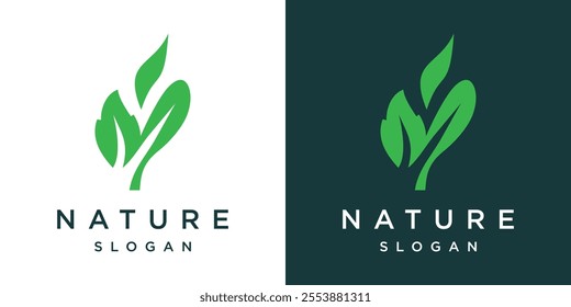 green leaf logo design . green tree leaf growth logo icon