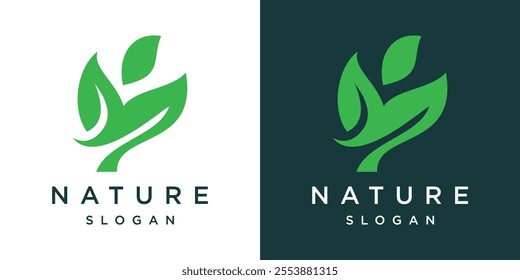 green leaf logo design . green tree leaf growth logo icon