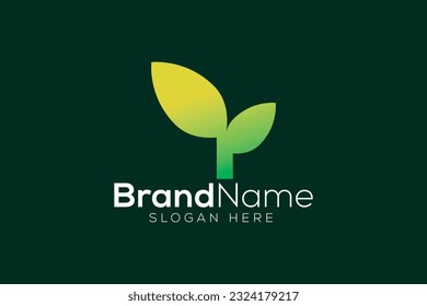 Green leaf logo design vector template
