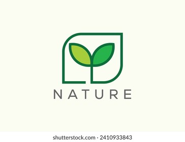 Green leaf logo design vector template. Nature Growth Leaf vector logo.