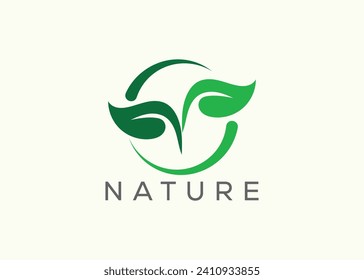 Green leaf logo design vector template. Nature Growth Leaf vector logo.