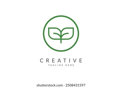 Green leaf logo design vector illustration.