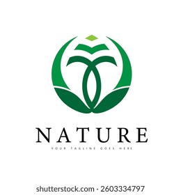 Green leaf logo design vector template. Nature Growth Leaf vector logo