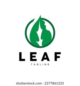 Green Leaf Logo, Ecology Natural Plant Vector, Nature Design, Illustration Template Icon