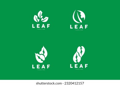 Green Leaf Logo, Ecology Natural Plant Vector, Nature Design, Illustration Template Icon