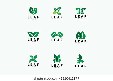 Green Leaf Logo, Ecology Natural Plant Vector, Nature Design, Illustration Template Icon