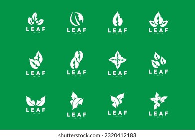 Green Leaf Logo, Ecology Natural Plant Vector, Nature Design, Illustration Template Icon