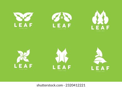 Green Leaf Logo, Ecology Natural Plant Vector, Nature Design, Illustration Template Icon