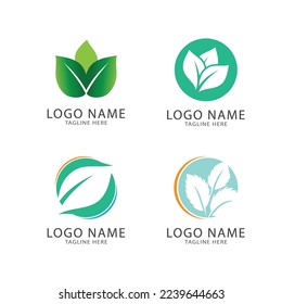 Green leaf logo ecology nature element vector icon