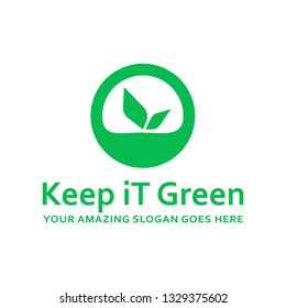 
Green Leaf logo element ecology logo element herbal logo icon green logo text - vector