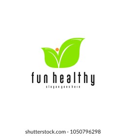Green leaf logo. Fun and healthy logo