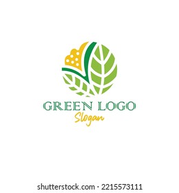 green leaf logo and greening eco agriculture