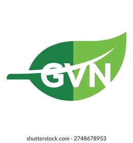 Green leaf logo with GVN text in white font on twotone green leaf icon